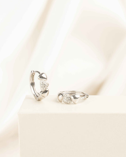 Triangle White Gold Hoop Earrings