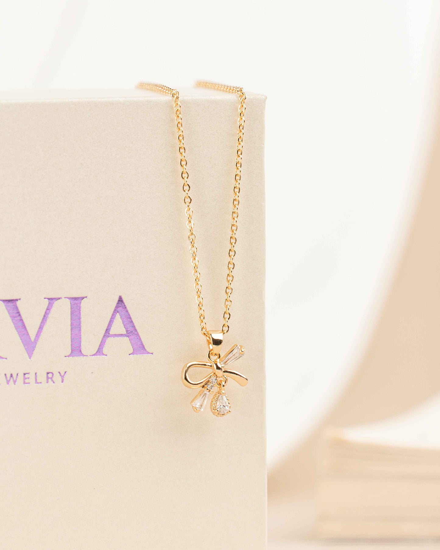 Ribbon Rose Gold Necklace