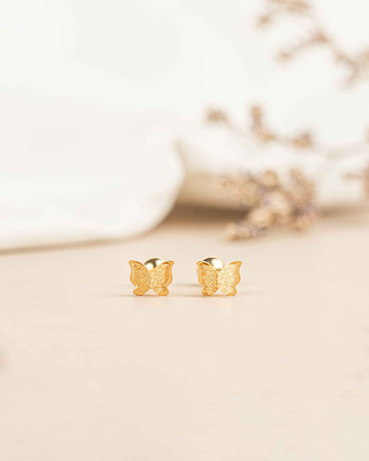 Butterfly Gold Screw Back Earrings