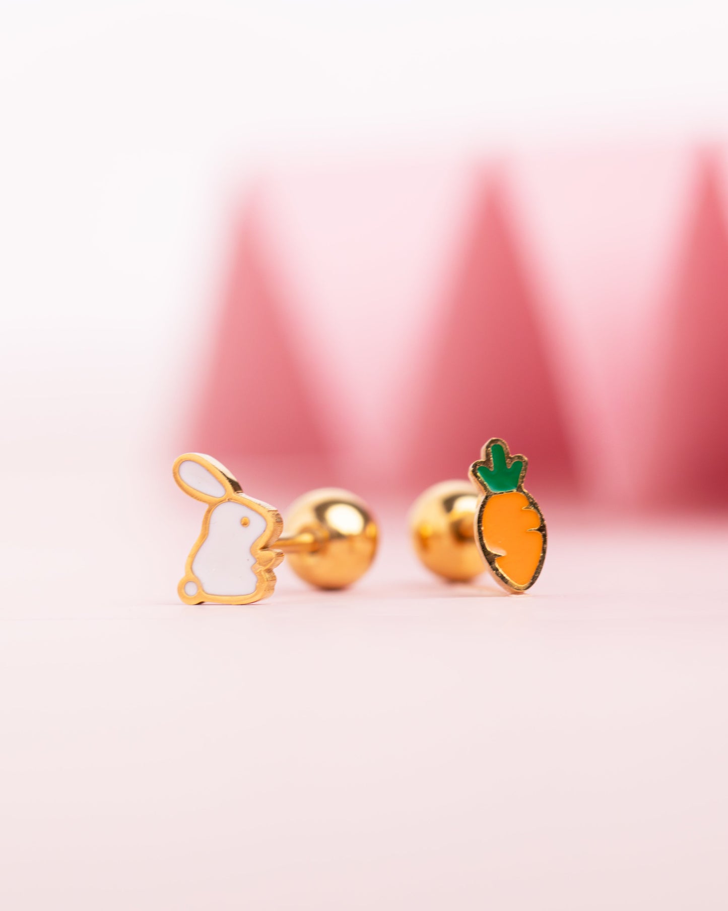 Rabbit Carrot Screw Back Earrings