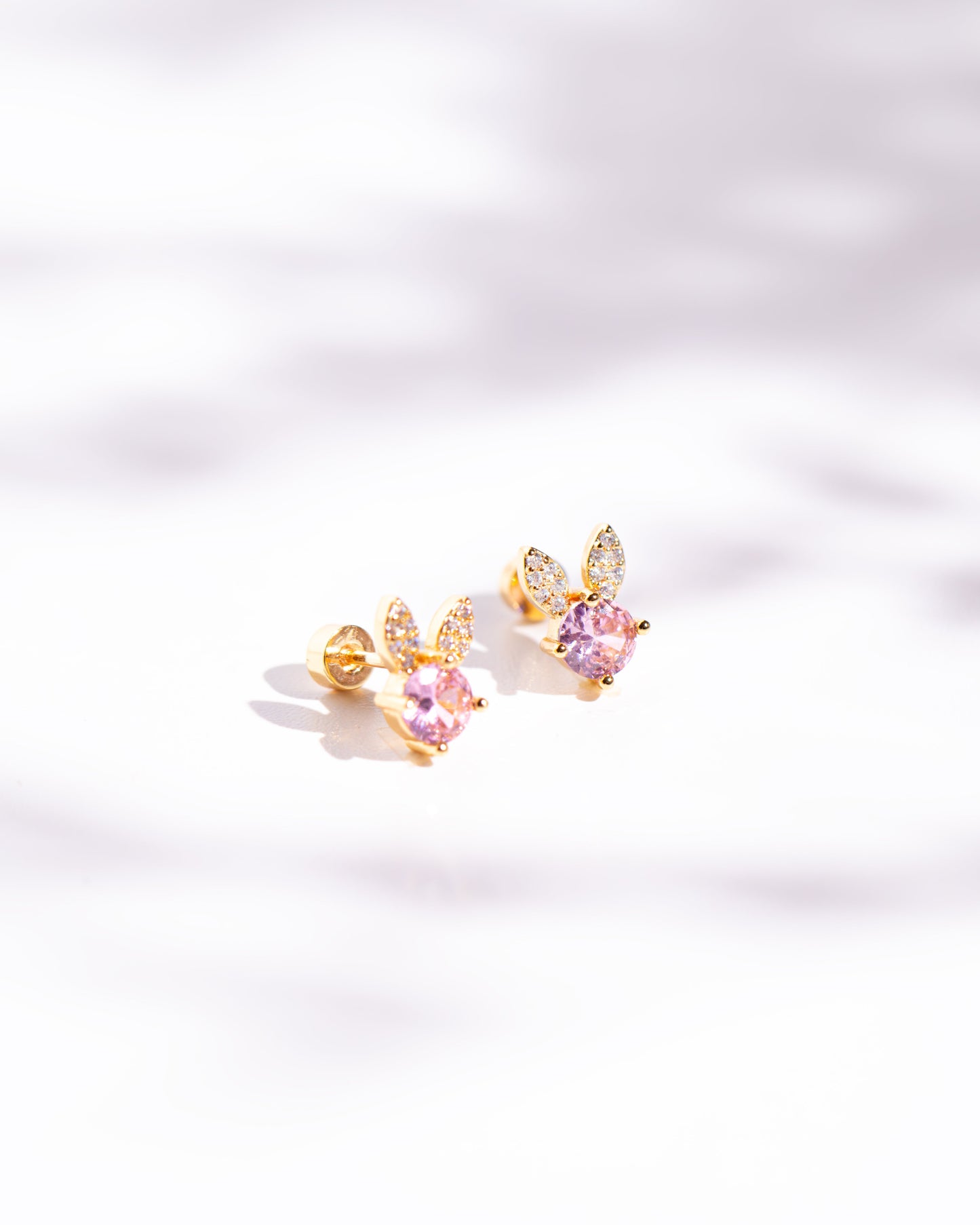 Rabbit Zirconia Screw Back Earrings