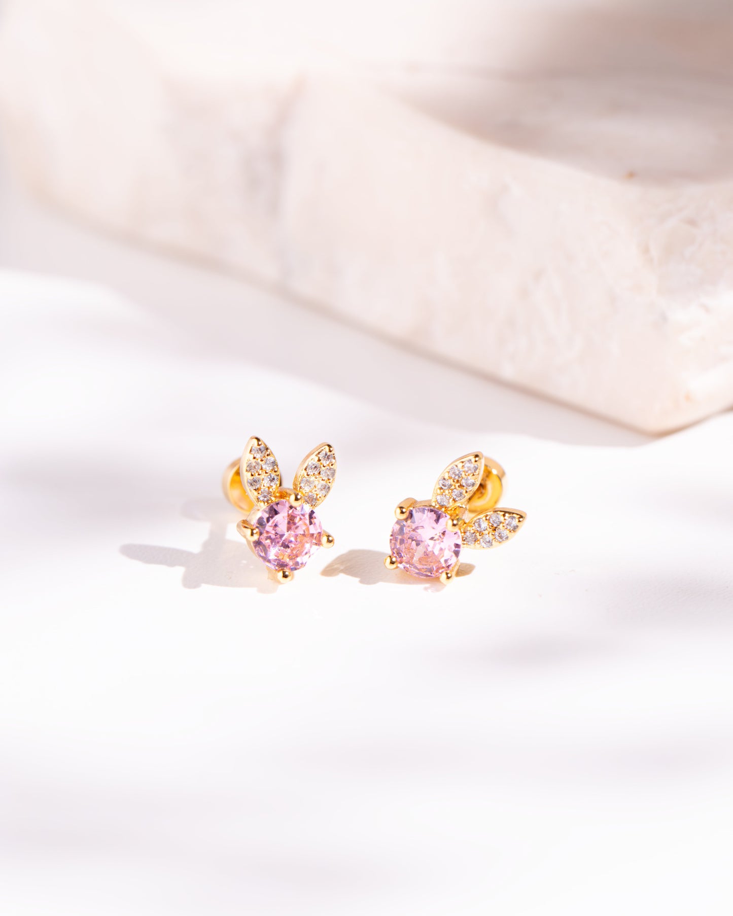 Rabbit Zirconia Screw Back Earrings