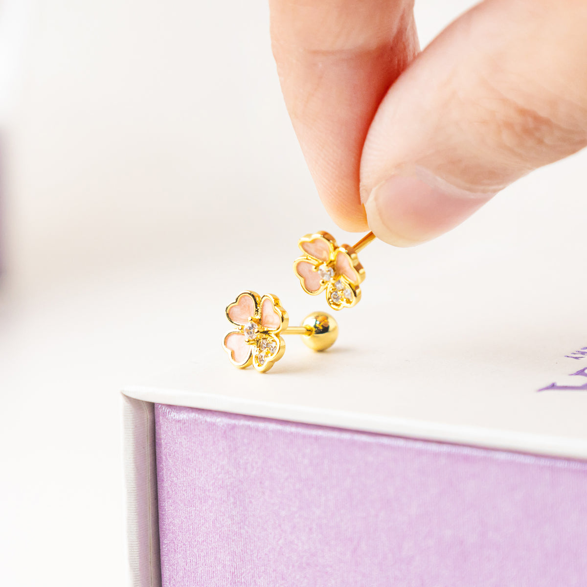 Petalia Gold Screw Back Earrings
