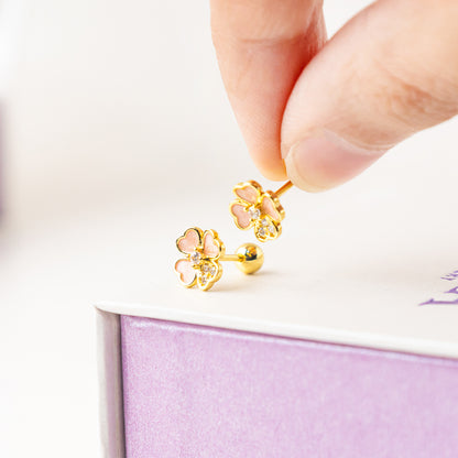 Petalia Gold Screw Back Earrings