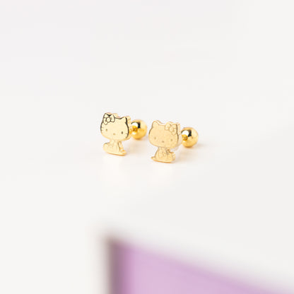 Kitty Screw Back Earrings