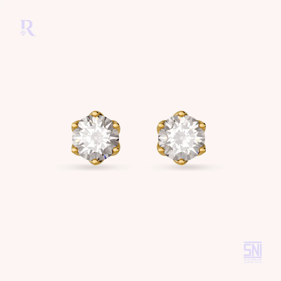 8K Solid Gold Screw Back Earrings Serenity Swarovski