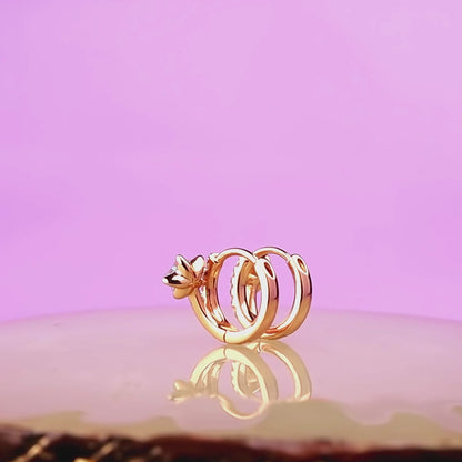 Star Rainbow Rose Gold Hoop Earrings