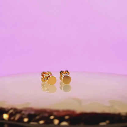 Clover Gold Zirconia Screw Back Earrings