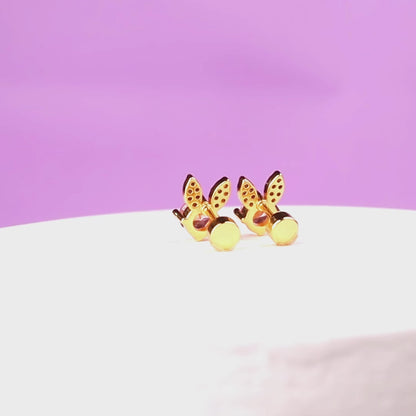 Rabbit Zirconia Screw Back Earrings