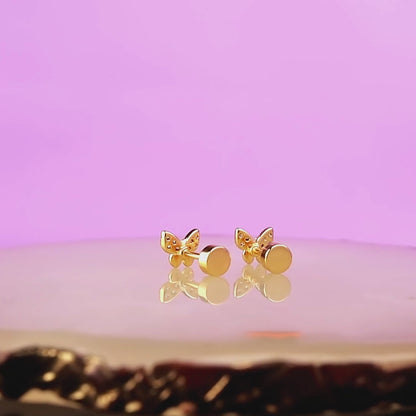 Butterfly Zirconia Screw Back Earrings